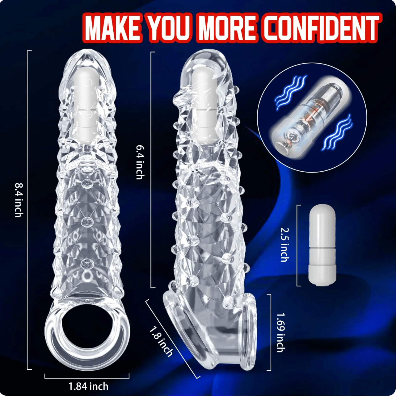 Bigger. Harder. Wilder. The Explosive Vibrating Wolf - Tooth Crystal Sleeve - Intimacare India